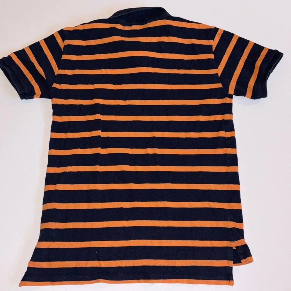 Ralph Lauren Orange and Blue Striped Polo Shirt Boys Large 16/18